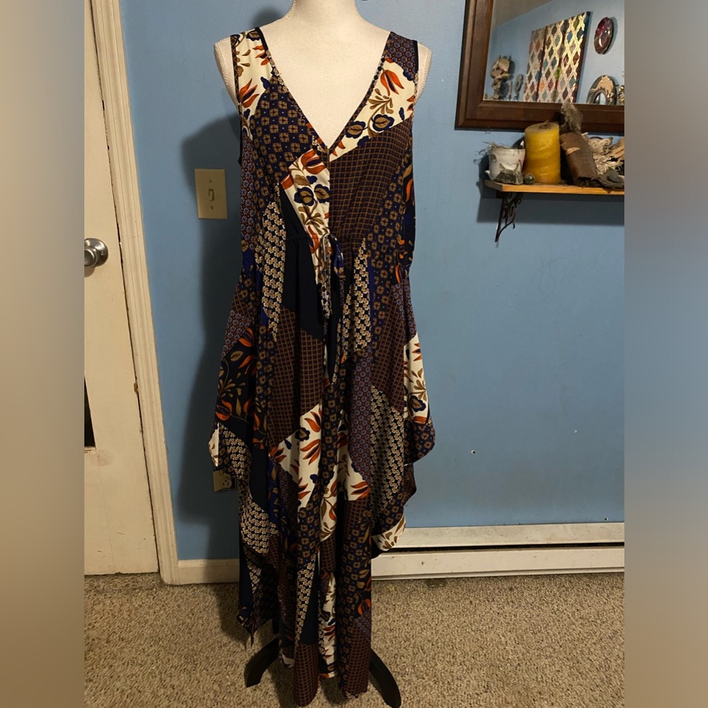 Lulus, Boho, Patchwork, Pant, Scarf Romper - image 1